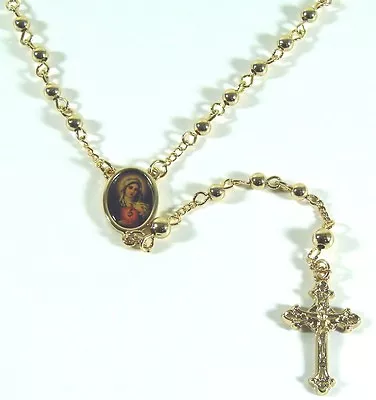$15 • Buy Virgin Mary Rosary Enamel Medal And 14K GPE Cross 18 Inches 14K GP