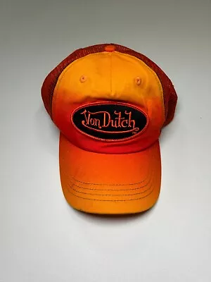 Von Dutch Hat Adults One Size Neon Orange Snapback Cap Trucker Mesh Y2K Logo • $29.99