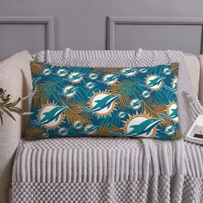 Miami Dolphins Envelope Closure Pillowcase 20x36in Peach Skin Pillow Cover • $12.24