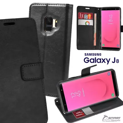 Black Wallet Flip Card Slot Stand Case Cover For Samsung Galaxy J8 2018 • $7.99