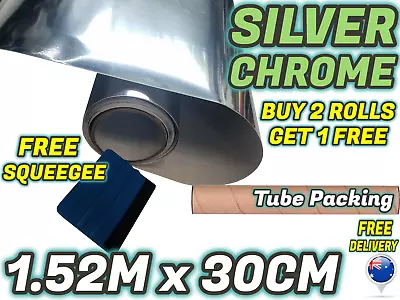 SILVER CHROME Car Vinyl Wrap Film Roll Sticker Decal Air Release • $18.99