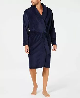 $45 Club Room Men's Pajama Blue Plush Fleece Robe Lounge Sleepwear One Size • $12.78