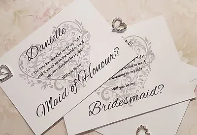Will You Be My Bridesmaid Cards- Personalised COMPLETE With Envelope • £2