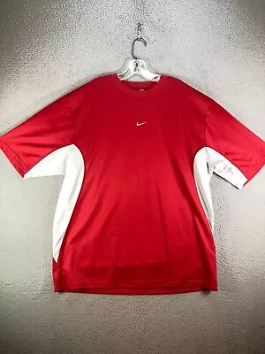 VINTAGE Nike Shirt Mens 2XL Red Short Sleeve Center Swoosh Check 90s Embroidered • $24.99