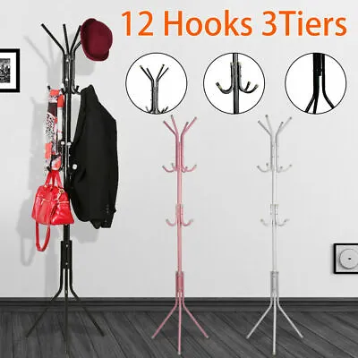 £11.59 • Buy 175cm Coat Stand Garment Rack Metal 12 Hooks Clothes Rail Hat Umbrella Hanger UK