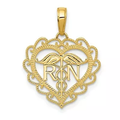 14k Yellow Gold Registered Nurse (RN) Heart Pendant • $99.99