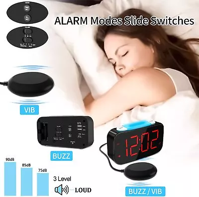  Extra Loud Alarm Clock With Bed Shaker Vibrating Alarm Clock For Heavy Sleepers • $20.89