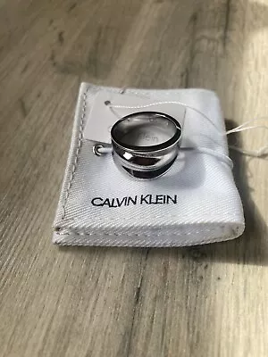 Calvin Klein Womens Silver Ring. Size L8  BNWT. Comes With Box Storage Bag. • £40