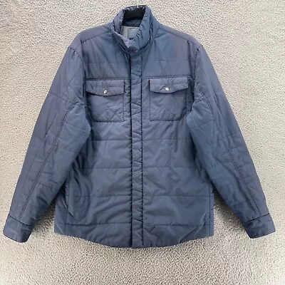 Prana Snap Up Jacket  Men Large Blue Quilted Flap Chest Pockets Gorpcore READ • $20.02