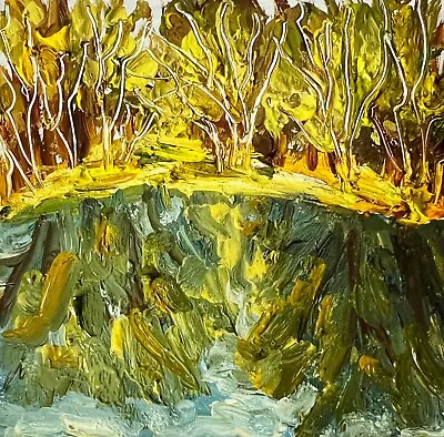 Oak Grove Lake Original Oil Painting Oak Trees  Reflection In Water Artwork Gift • $26.05