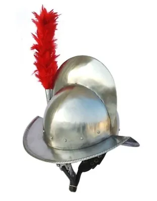 Combed Morion Helm With Red Plume - 16 Gauge Steel • $72.16