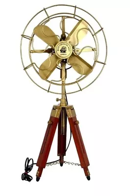 AIO Deco Modern Brass Antique Vintage Fan Look 5 Light Antique Tripod Floor Lamp • $149