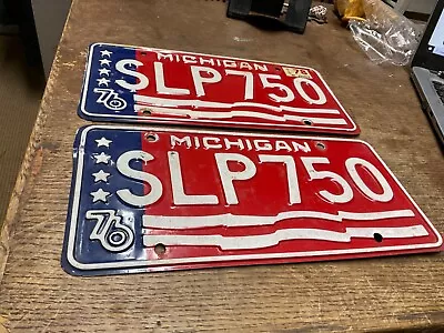 License Plate Vintage Michigan Matching Pair SLP 750 “Great Lake State” 1978 • $14.25