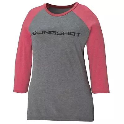 Polaris Gray/Red Womens Baseball Slingshot T-Shirt 3/4 Sleeve Comfy Casual • $13.23