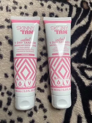 2x 100ml Skinny Tan 1 Day Tanner For Face And Body New And Sealed Rrp£20 • £6.99