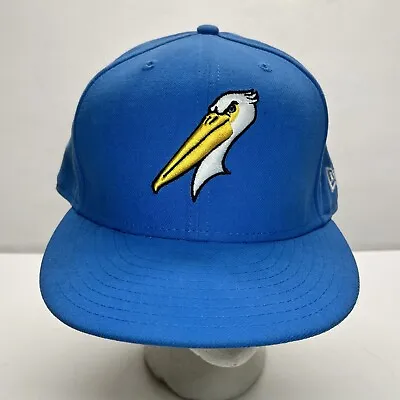 Myrtle Beach Pelicans Hat Cap Fitted Mens 7 3/8 Blue New Era Baseball • $24.99