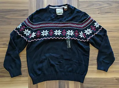 Weatherproof Vintage Snowflake Crew Neck Sweater In Black Size 2XL • $18