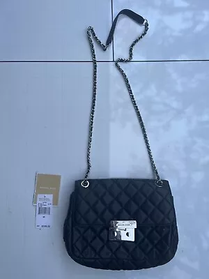 Michael Kors Sloan Large Quilted Black Chain Leather Shoulder Bag In Excellent • $95