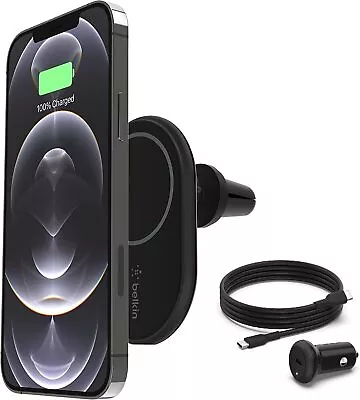 Belkin BoostCharge Wireless Charging Magnetic Car Phone Mount Holder MagSafe • $59.99