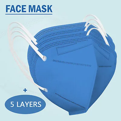 50/100Pc KN95 Face Mask 5 Layer Non-medical Disposable Blue Respirator USA Stock • $13.29