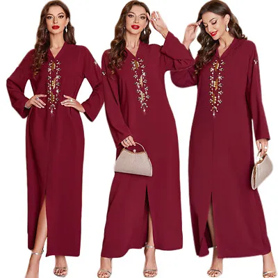 Moroccan Kaftan Robe Muslim Women Maxi Dress Ramadan Abaya Caftan Dubai Islamic • $42.61