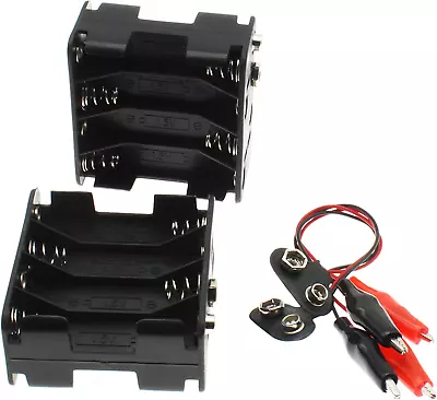 8-AA Slots Battery Spring Clip Holder Case Plastic Storage Box Flat Series 12VDC • $13.99