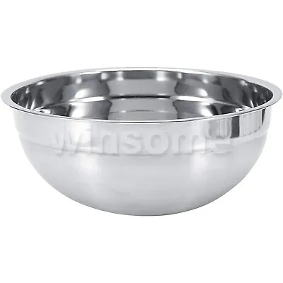 Stainless Steel Mixing Bowls Deep Flat Base Catering Baking Food Serving Bowl • £35.59