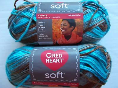 Red Heart Soft Variegated Yarn Waterscape Lot Of 2 (204 Yds Each) • $17.99