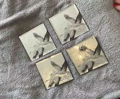 Mirrored Coasters Set Of 4 Flying Birds  Design • £3