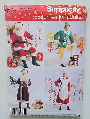 Simplicity Pattern 2542 Unisex Santa Mrs Claus & Elf Costumes Size Xs-m Uncut • $13.99