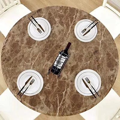 $14.97 • Buy LUSHVIDA Round Waterproof Table Cover Elastic Tablecloth Vinyl Fitted Table C...