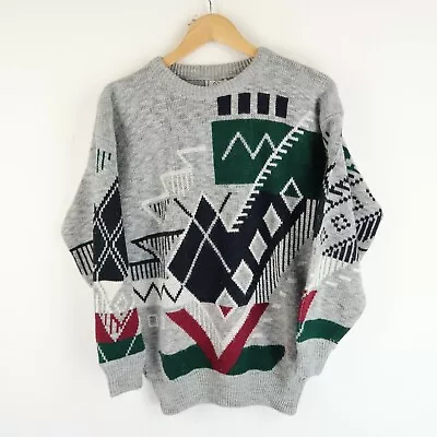 Vintage 90'S Mens Patterned Abstract Cosby Sweater Jumper Retro SZ Small (G4684) • £19.95