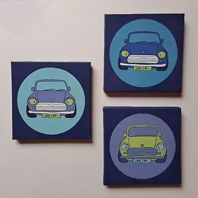 Mini Cooper Small Canvas - Set Of 3 - Size 17 X 17 Cm And Hanging Door Sign • £5.50