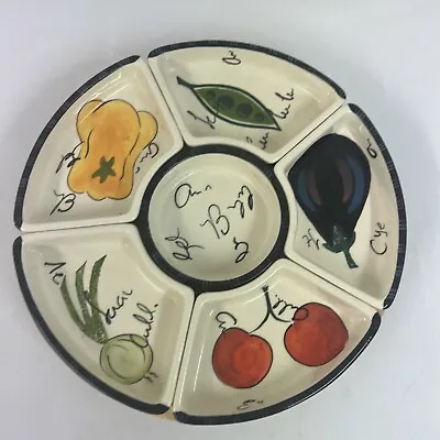 £32.99 • Buy Vintage Hors D'oevres Dishes On Lazy Susan Wooden Vegetable Theme B74