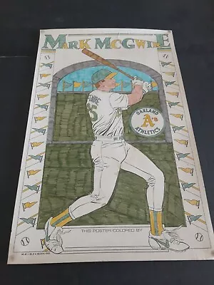 Vintage Rare  Mark Mcgwire Poster 1989 Oakland Athletics Colored Nice Job 11x17 • $11.99