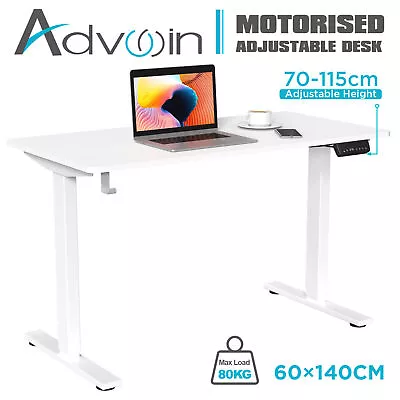 140cm Height Adjustable Motorised Desk Standing Sit Office Computer Table • $294.29