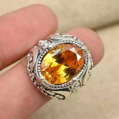 Citrine Ring 925 Sterling Silver Men's Ring Statement Beautiful Ring AllSize D27 • $13.05