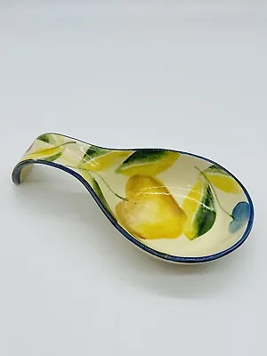 Vintage Spoon Rest With Pear Yellow And Blue Ceramic Made In Italy Free Shipping • $21.99