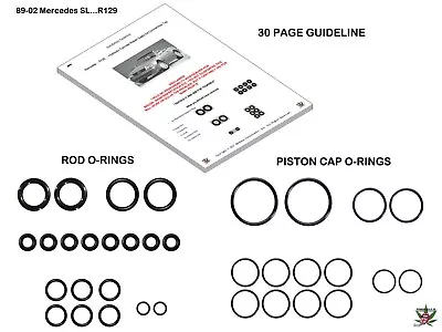 89-02 Mercedes Hydraulic Cylinder Rod & Piston Repair Seals Convertible Top R129 • $22.95