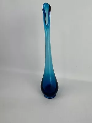 Vintage Viking Glass Bluenique Blue Epic Bud Vase 11 Inches • $40