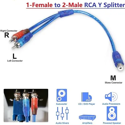 New 12  RCA Y Splitter Cable Audio Jack Adapter 1 Female To 2 Male Connector • $3.95