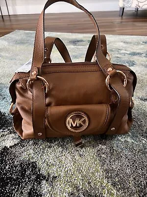 NWT Michael Kors Fulton Luggage Large Brown Leather Shoulder Bag Satchel Tote • $145