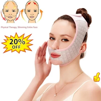 $3.31 • Buy Reusable V Line Face Slimming Double Chin Reducer Mask Lifting Belt Anti-Wrinkle