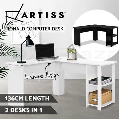 $169.95 • Buy Artiss Office Computer Desk Corner Student Study Table L-Shape Black/White/Oak