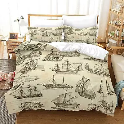 Sailboats Nautical Duvet Quilt Cover Single Double Bedding Pillowcase • £28.54