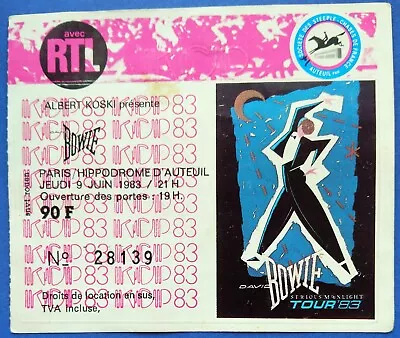 £65 • Buy David Bowie Very Rare Concert Ticket Live In Paris 1983 Serious Moonlight Tour