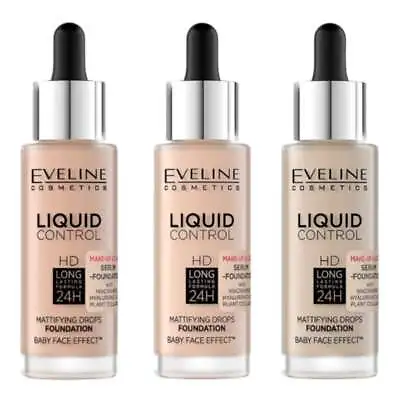 Eveline Liquid Control Foundation HD Mattifying Drops With Niacinamide 32ml • £11.99