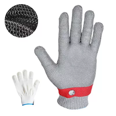 Pratical Safety Work Kitchen Butcher Gloves Proof Stab Resistant Wire Metal Mesh • £8.98