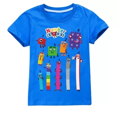 Number Block Kids T-shirt For Boy Girl Birthday Tee Casual Short-Sleeve Tops • $18.88