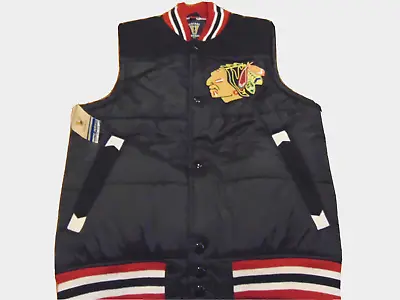 Mitchell Ness Nhl Authentic Chicago Blackhawks Wool Nylon Vest Jacket Size S • $46.49
